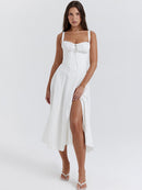 Vestido Feminino Midi Floral Alça Larga