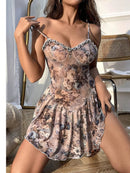 Babydoll Cáqui Floral Verão