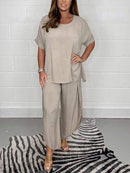 Conjunto Casual Solto de Cor Sólida