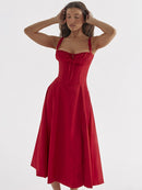 Vestido Feminino Midi Floral Alça Larga